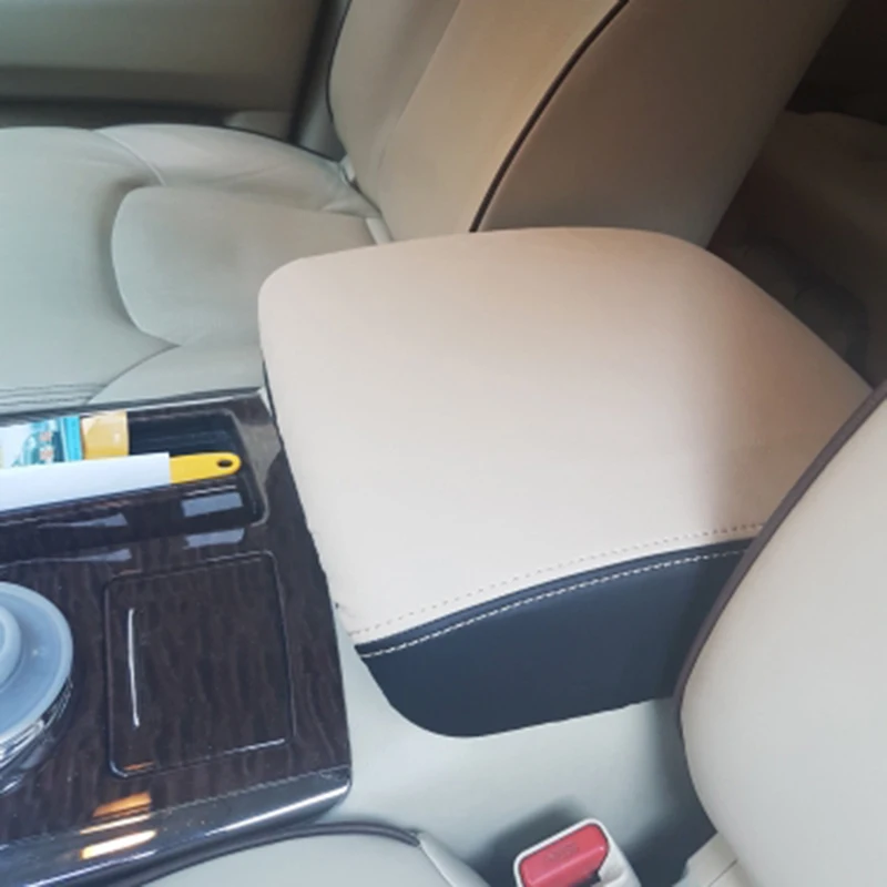 Из искусственной кожи подлокотник Защитная крышка для Nissan Patrol Armada Y62 2011 2012 2013 аксессуары