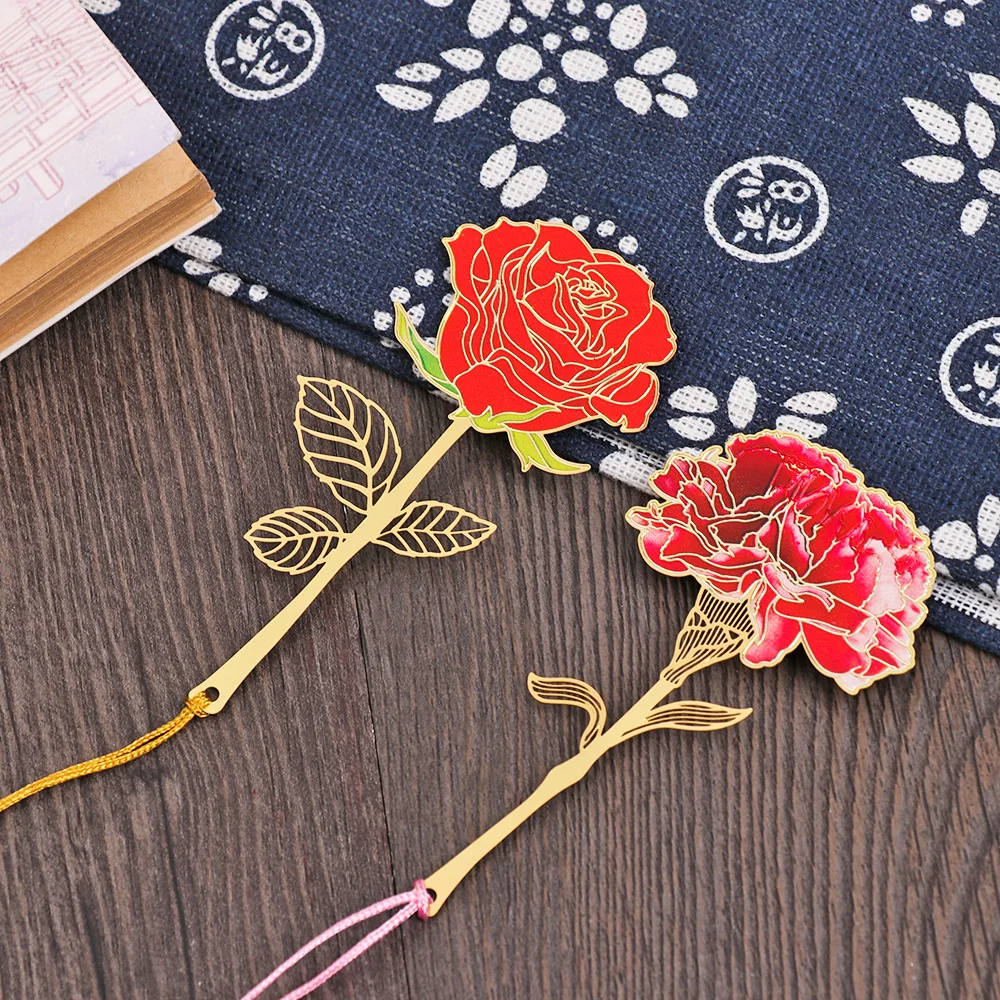 Marcador pintado de Metal de estilo chino, marcador de hoja de loto, papelería creativa, regalos de vacaciones finos, accesorios de arte, 1 ud.
