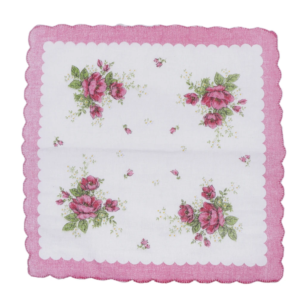  Pocket Sqaure Hanky Purple Whith15pcs Womens Vintage Floral Print Cotton Handkerchief