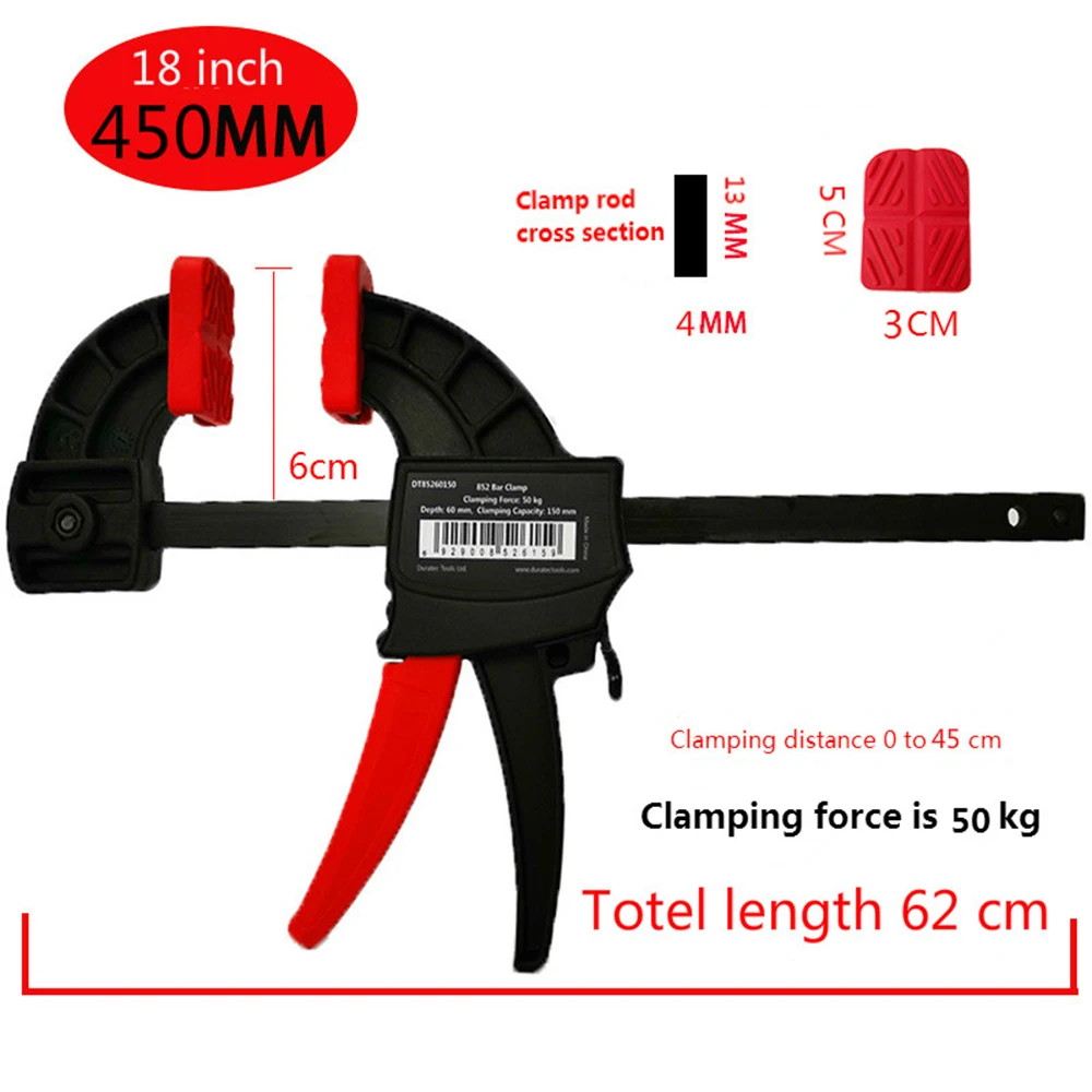 

Hot 18 Inch Woodworking Clamp Heavy F Clamp Strong Plate Clamp Woodworking Tools Fixed Quick Clip Clamping Force 50KG