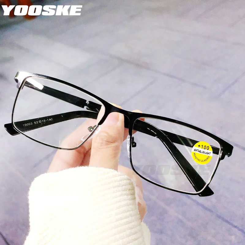 

YOOSKE Vintage Stainless Steel Reading Glasses Men Business Presbyopia Eyeglasses Male Hyperopia Prescription Eyewear +1.5 2.0