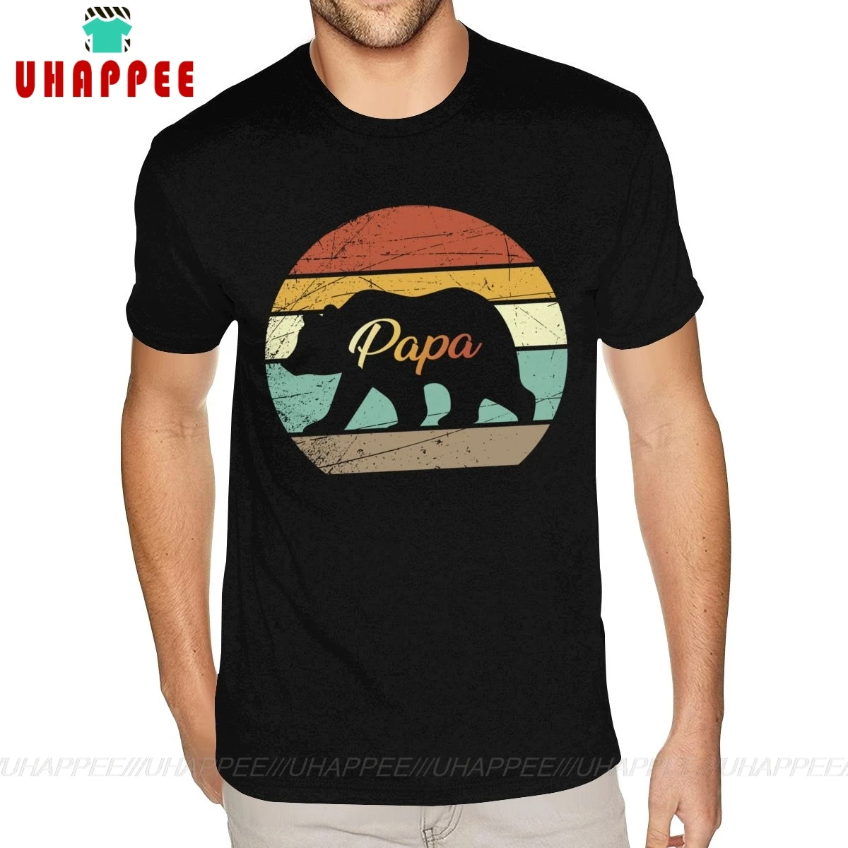 Оптовая продажа футболки Papa Bear рубашка для мужчин мягкая хлопковая черная