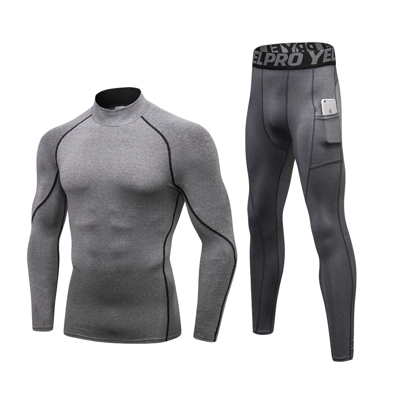 white long johns Thermal Underwear Sets Men High Collar Winter Long Johns Thermo Underwear Compression Sweat Quick Drying Thermal Clothing best long johns