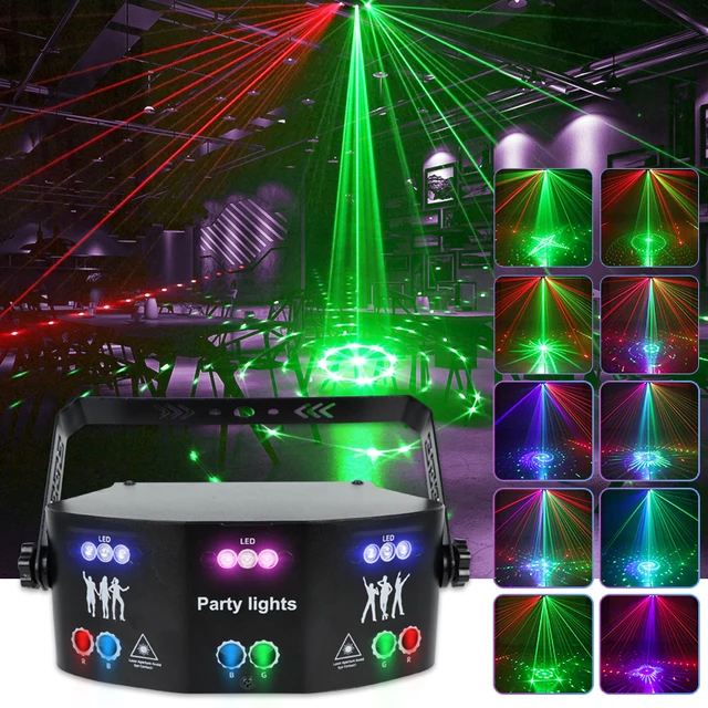 YSH 레이저 LED 조명 프로젝터, DMX DJ 디스코 라이트, 음성 컨트롤러, 음악 파티 조명 효과, 침실 홈 데코