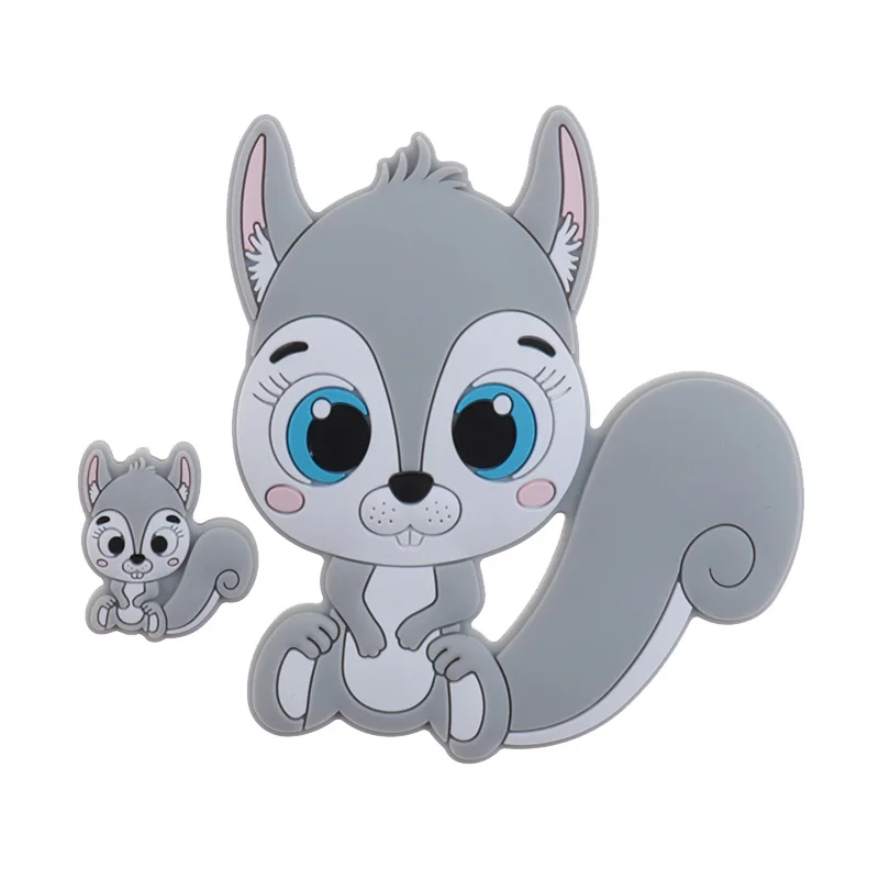 pçs silicone esquilo bebê mordedor dos desenhos animados roedor pingente bpa livre enfermagem minúsculo animal mordedor colar brinquedos