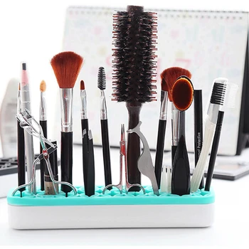 

Organization Makeup Organizer Home Office Desktop Organiser Makeup Brush Shelf Silicone Brush Holder Storage Rack Storage Box