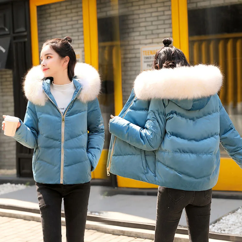 

Winter Cotton-padded Jacket Women's 2018 New Style Korean-style Short Slim Fit Short-height Students down Cotton fu da Fur Colla