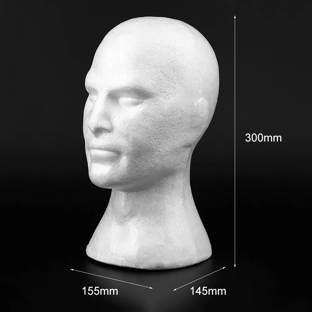 Creative Men Male Smooth Mannequin Head Model Wig Hat Glasses Caps Display Bubble Mannequin Head With Ears