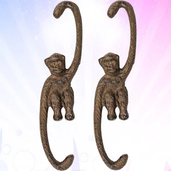 

2 Pcs Simulation S-shape Gibbon Iron Hook Thicken Hanging Potted Hooks Hat Cap Holder Organizer for Home Garden (Coffee)