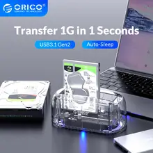 ORICO stacja dokująca HDD 2.5 3.5 USB3.1 Gen2 typu C 10 gb/s obudowa dysku twardego etui na dysk zewnętrzny przezroczysty obudowa do twardego dysku