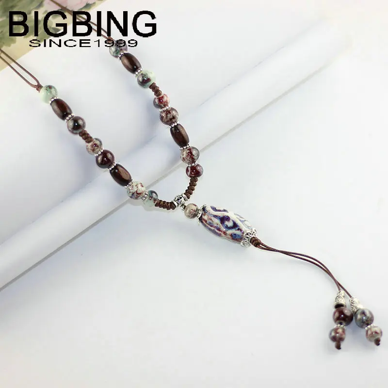Модные ювелирные изделия Y038 BIGBING серебряный цвет керамические бусины длинное