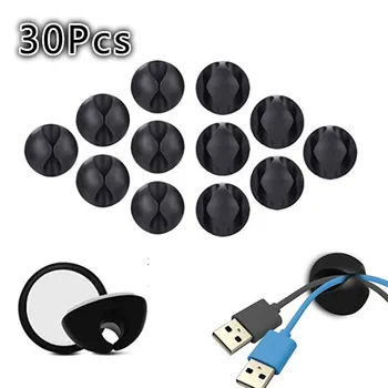 

30Pcs USB Cable Organizer Wire Winder Silicone Tie Fixer Wire Management organizador Cord Clip Office Desktop Phone Cable holder