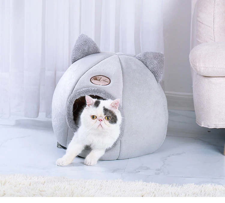Удобная теплая кровать для кошек товары для домашних животных товары для кошек спальная кровать серый диван для маленьких средних собак кошек