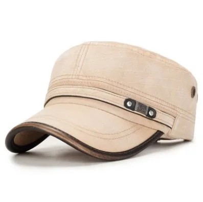 SHALUOTAOTAO мужская плоская кепка Snapback осень зима Модные хлопковые винтажные армейские кепки регулируемый размер тренд брендовые шляпы для отдыха - Цвет: Khaki