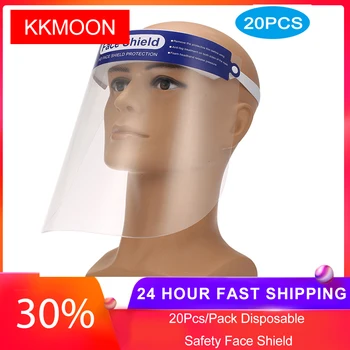 

KKMOON 20Pcs/Pack Disposable Safety Face Shield Fluid Resistant Full Face Mask Transparent Single Use Mask Visor