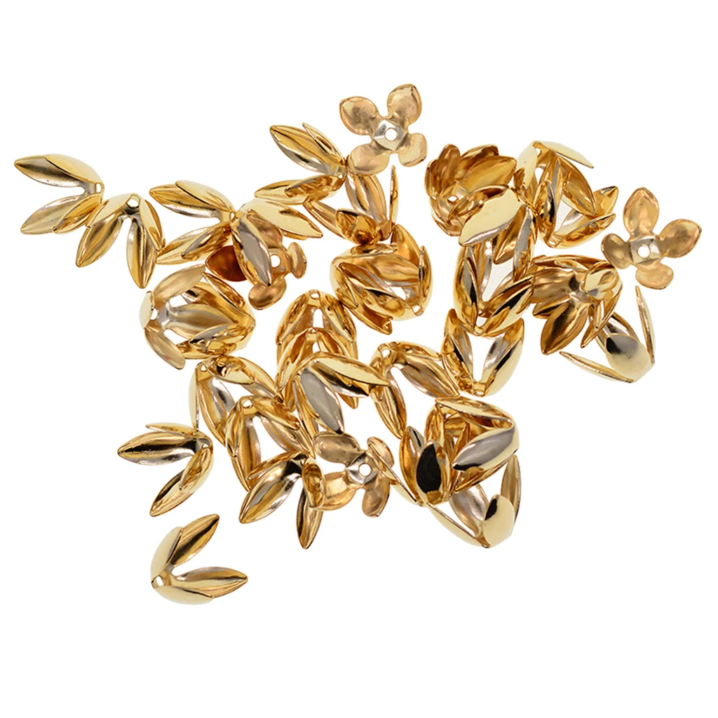 50 Pieces Chic Alloy Adjustable Lily Flower End Bead Caps Jewelry Beading Accessory Jewelry Making Embellishments