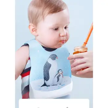 

20 Pcs Penguin Pattern Disposable Baby Bib Kids Eating Saliva Towel Portable Feeding Lunch Bib Newborn Bibs (White)