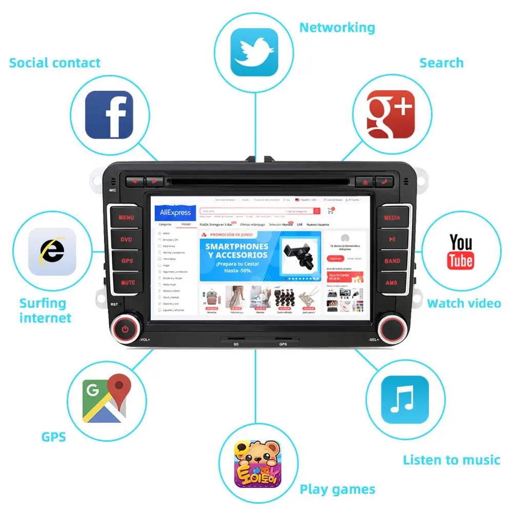 4 ядра/PX6 32G/64G ROM Android 10 2 Din автомобильный DVD для Volkswagen Golf/Tiguan/Skoda/Fabia/Rapid/Seat/Leon wifi BT RDS GPS