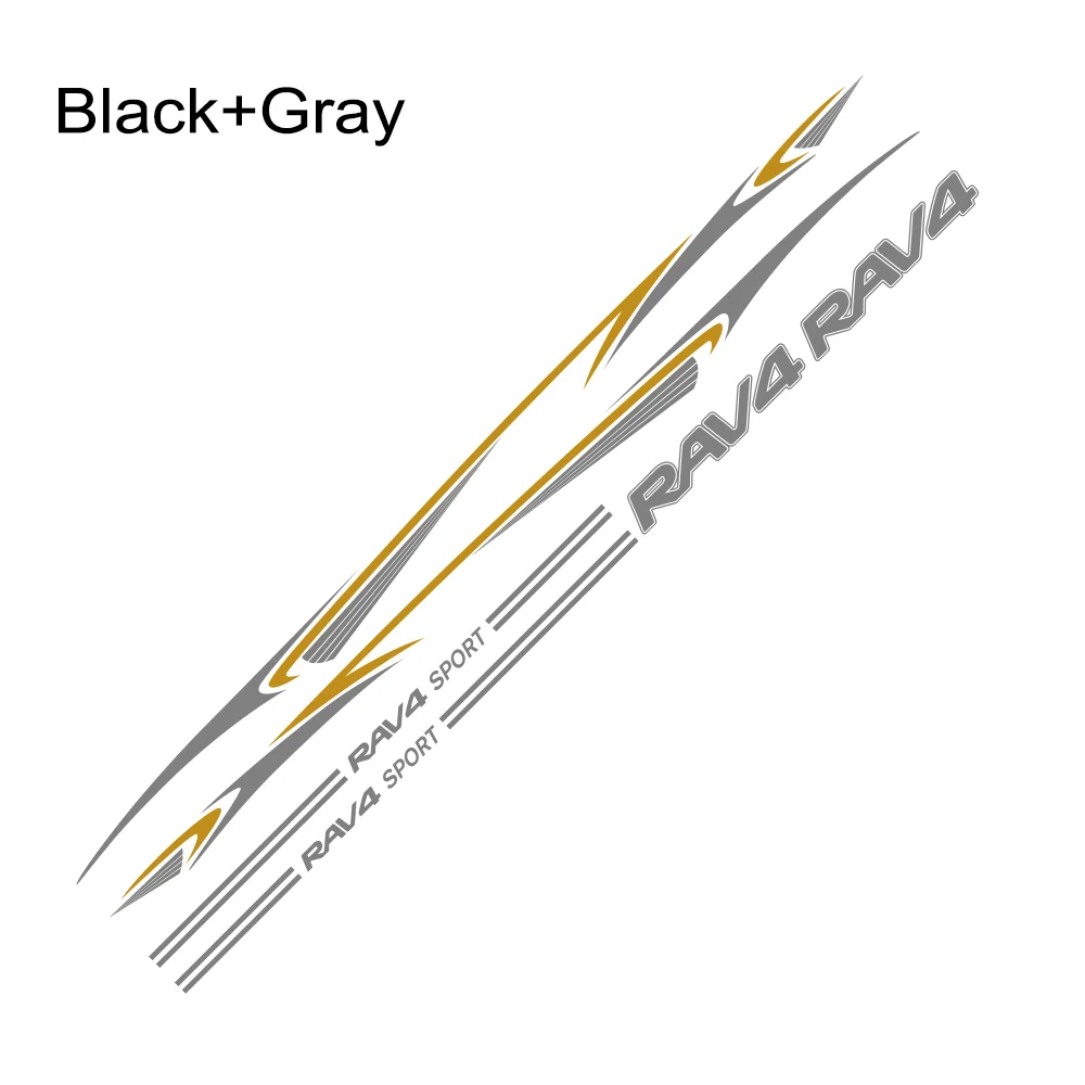 Black Gray 1 Набор, наклейки для гоночной двери автомобиля, боковой линии талии, виниловые, авто Декор, Наклейка для Toyota RAV4, водонепроницаемые украшения кузова автомобиля, аксессуары - Название цвета: Black Gray