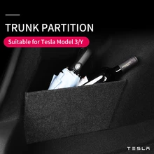 Model 3 Y przegroda bagażnika dla Tesla Model 3 akcesoria 2022 części partycji bagażnika skrzynka ogonowa samochodu przegroda Model trzy tanie tanio Zestaw CN (pochodzenie) Z tworzywa sztucznego for tesal model Y Trunk Boot Baffle wood + flannel side of the partition