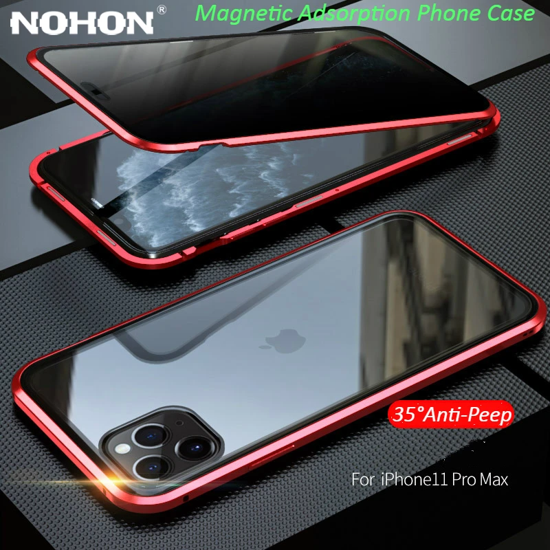 Nohon двусторонний Магнитный чехол для телефона из закаленного стекла для iPhone 11 Pro Max XS Max XR X 8 7 6 Plus металлический алюминиевый прозрачный чехол