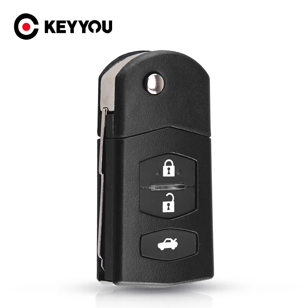 

KEYYOU For Mazda 3 5 6 RX-8 CX-7 CX-9 MX5 3/2+1 Button Replacement Folding Key Case Remote Key Shell Repair Kit