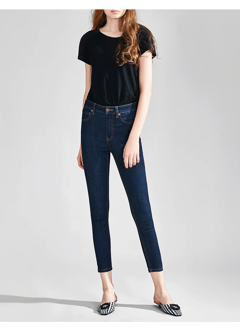 Весенние и осенние новые модные свободные Темные узкие джинсы с открытой линией, женские джинсы длиной до щиколотки K4957