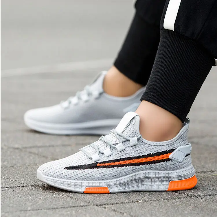 

2019 Autumn New Style Korean-style Trend Mesh Breathable Soft Bottom Running Shoes Network hong ye Flying Woven MEN'S SHOES