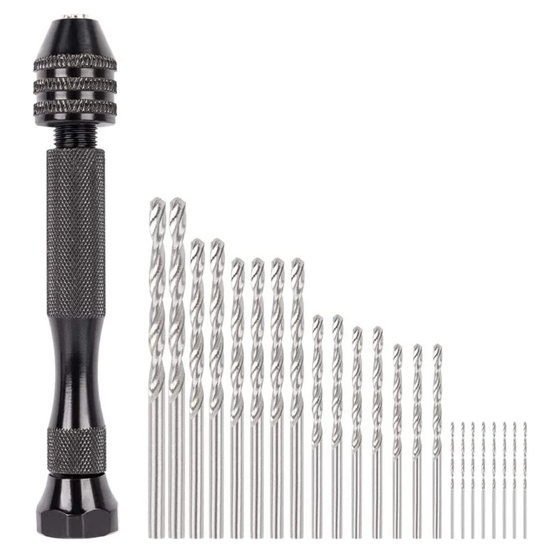 

26Pcs Hand Drill Bits Set Pin Vise Woodworking Hand Mini Drill for Model Resin Jewelry Hole Maker Puncher Jewelry Tools