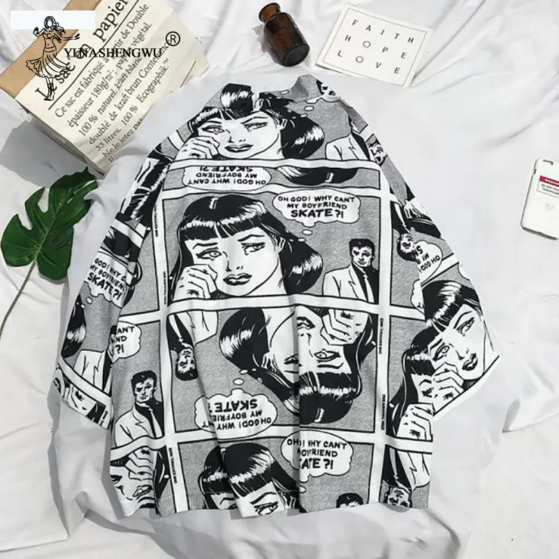 Yukata женское традиционное японское кимоно Harajuku солнцезащитный Кардиган Топы Азиатский японский Kimonos Femme блузки пляжная Повседневная рубашка