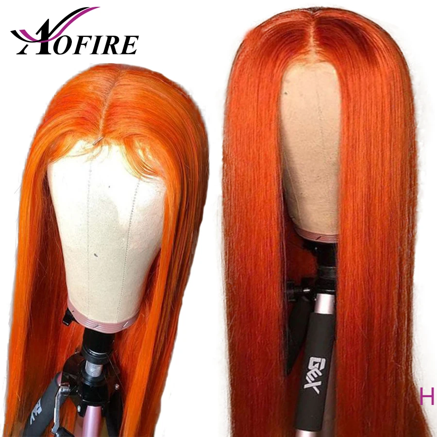 Оранжевый цвет, прямой парик на кружеве, предварительно выщипанные волосы, бразильские волосы Remy 13x6, кружевные человеческие волосы, парики с детскими волосами 130% Aofire