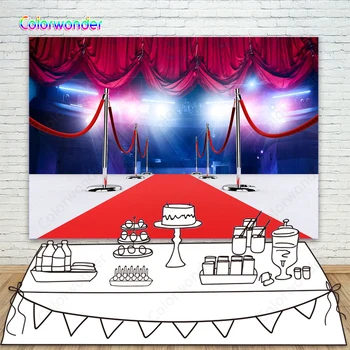 

Red Carpet Curtains Hollywood Photography Background Newborn Children Baby Birthday Party Banner Wedding Photography Backdrops