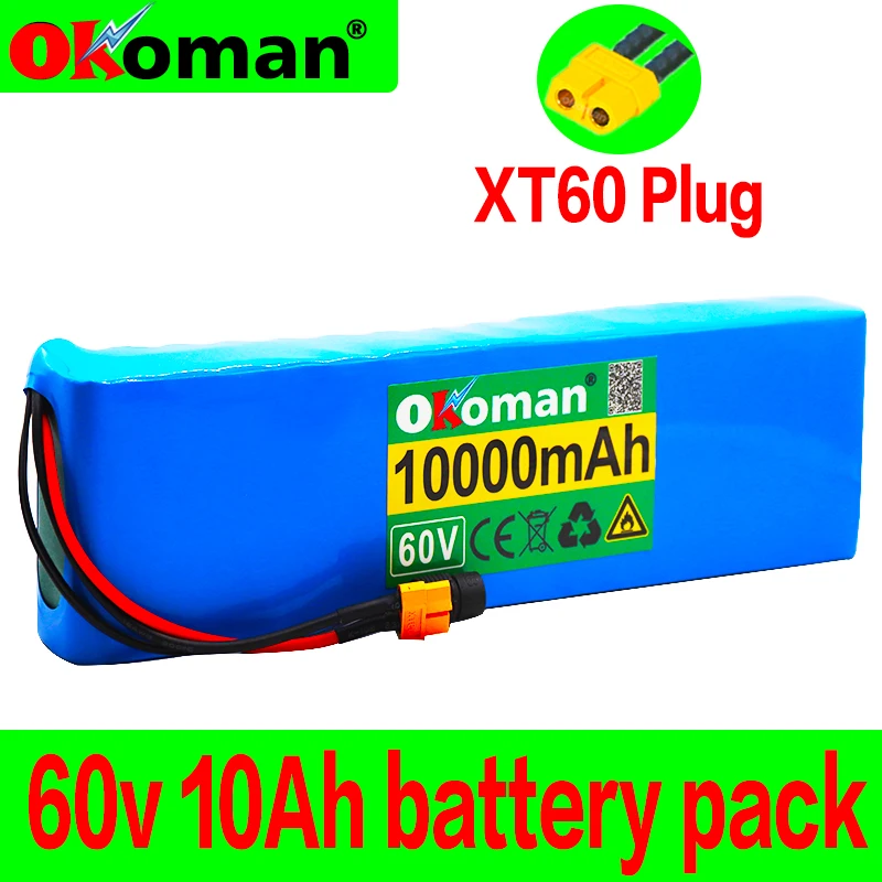 60V 16S2P 10Ah 18650 Li-ion Battery Pack 67.2V 10000mAh Ebike Electric bicycle Scooter with BMS 1000Watt bms xt60 plug | Электроника