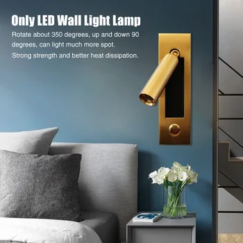 

Hotel Modern Simple Embedded Home Reading LED Wall Light Lamp Rotatable Push Switch Headboard Sconce Recessed Bedroom Bedside