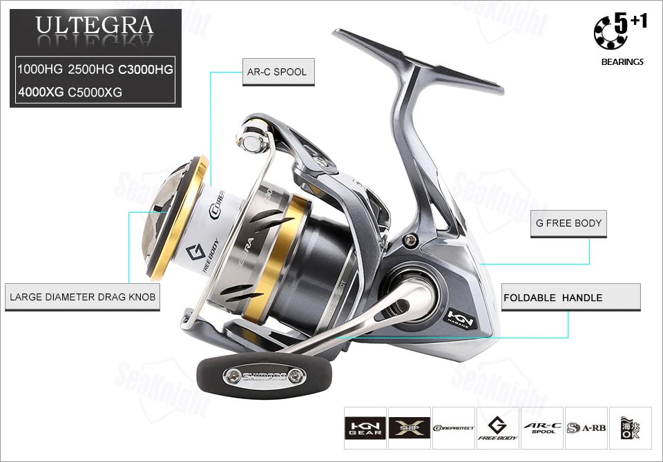 ULT1000HGFB Shimano Ultegra 1000 HG FB Spinning Fishing reel with front drag