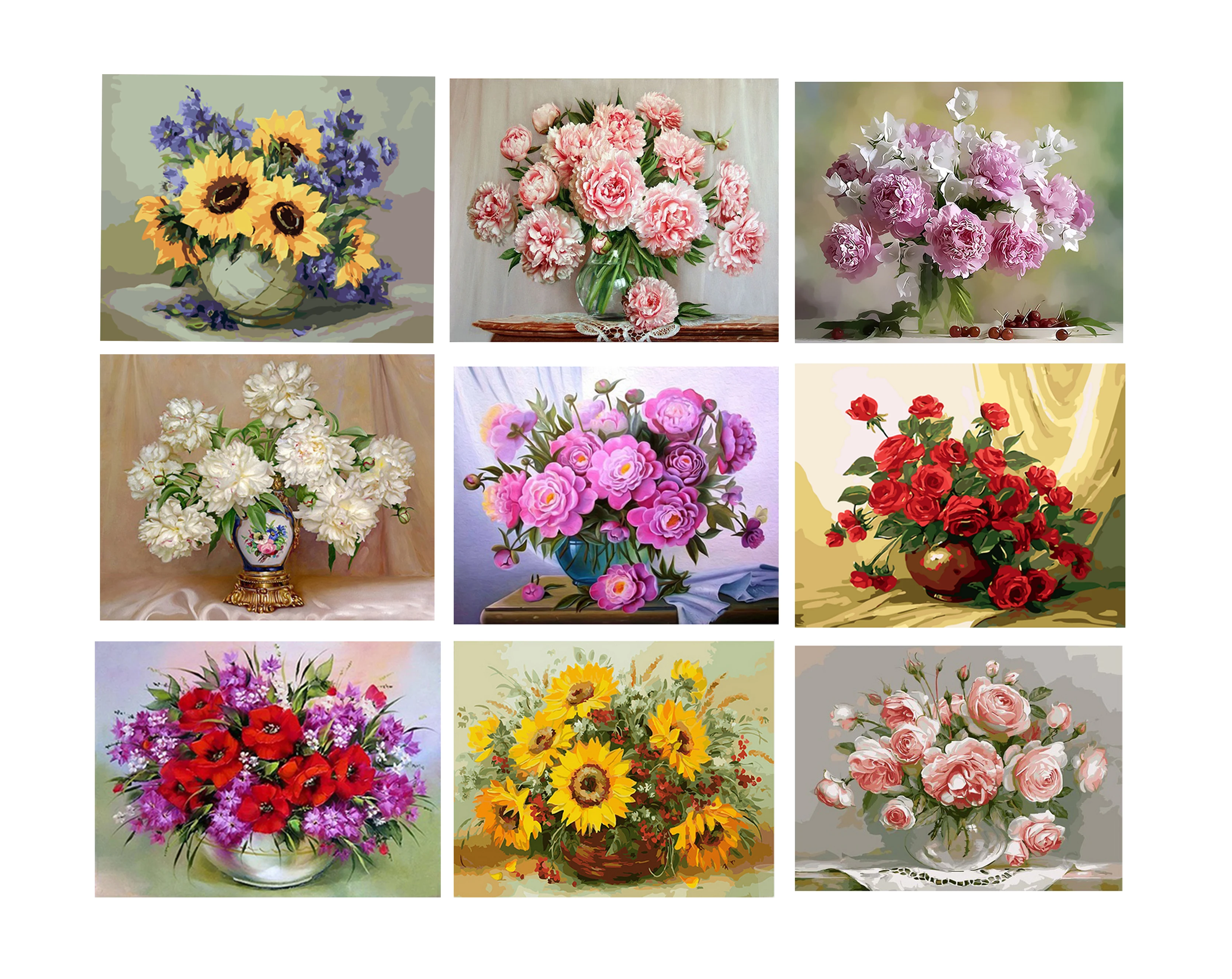 

Vibriant flower in vase DIY Canvas Painting On The Wall Coloring By Number Art Picture for Modern Home Decoration creative gift