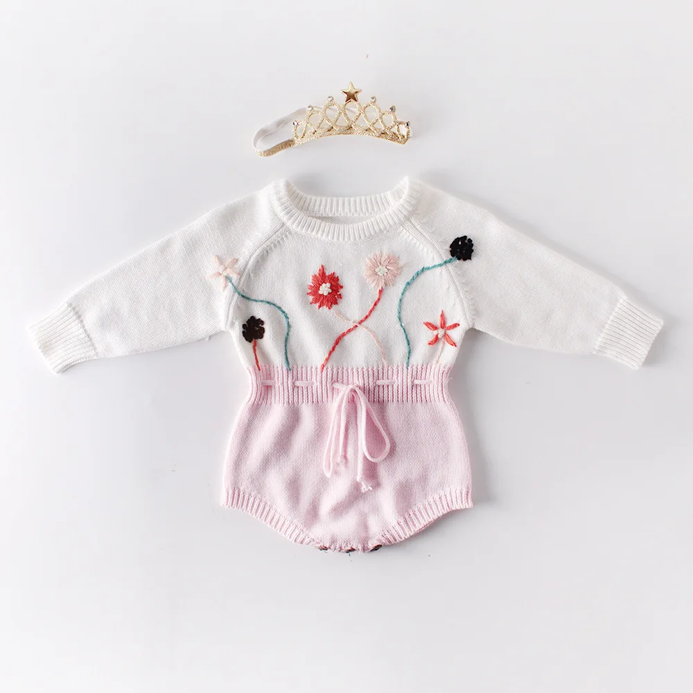 Осенние модные леопардовые боди для маленьких девочек, вязаная одежда для малышей, Одежда для новорожденных, милый вязаный хлопковый свитер принцессы