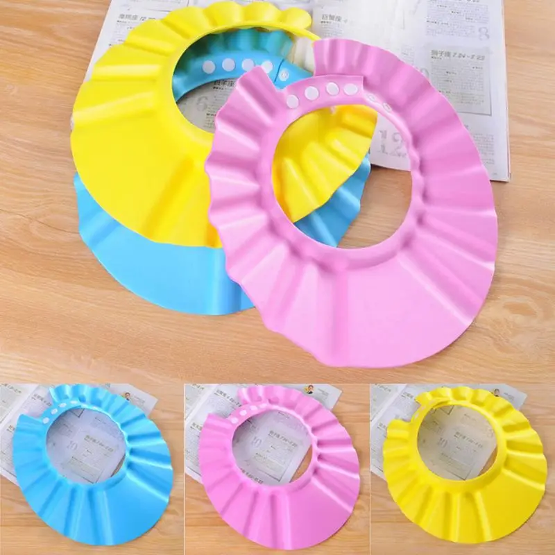 Детская водонепроницаемая шапочка для купания, кепка для защиты от шампуня и душа, мягкая Регулируемая Кепка с козырьком для малышей, малышей, детей, детей