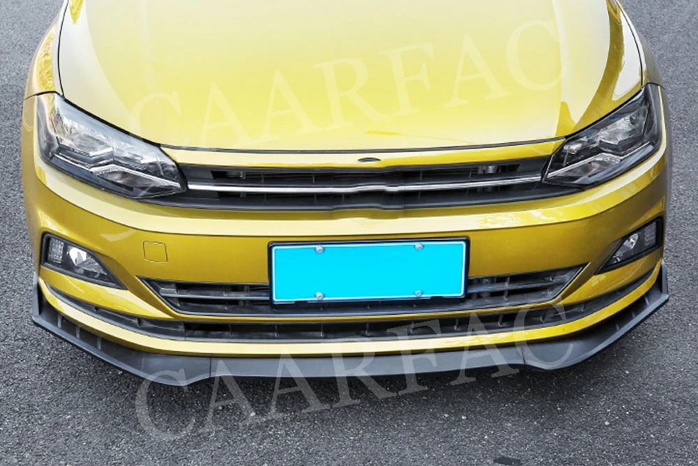 Для Polo Передний Бампер для губ разветвители спойлер для Volkswagen VW Polo Plus ABS черная головка подбородок Лопата защита автомобиля Стайлинг