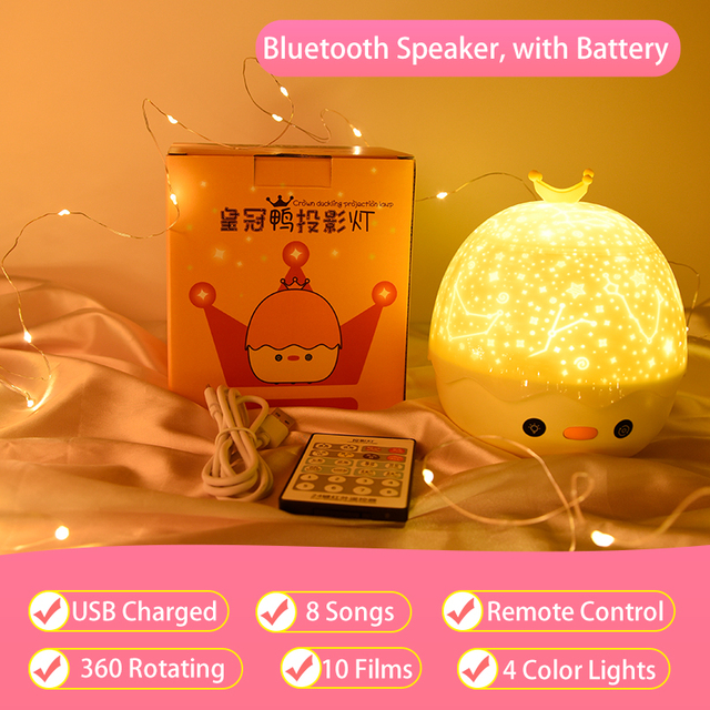 Star Night Light Rotating Starry Sky Projector Colorful Music Bedside Lamp Rechargeable Bedroom Night Lamp Kid Baby Gift