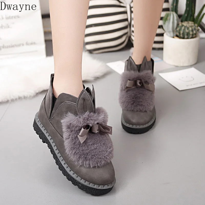 

Winter snow boots 2019 casual plus velvet warm cotton shoes flat short tube student fashion women's boots