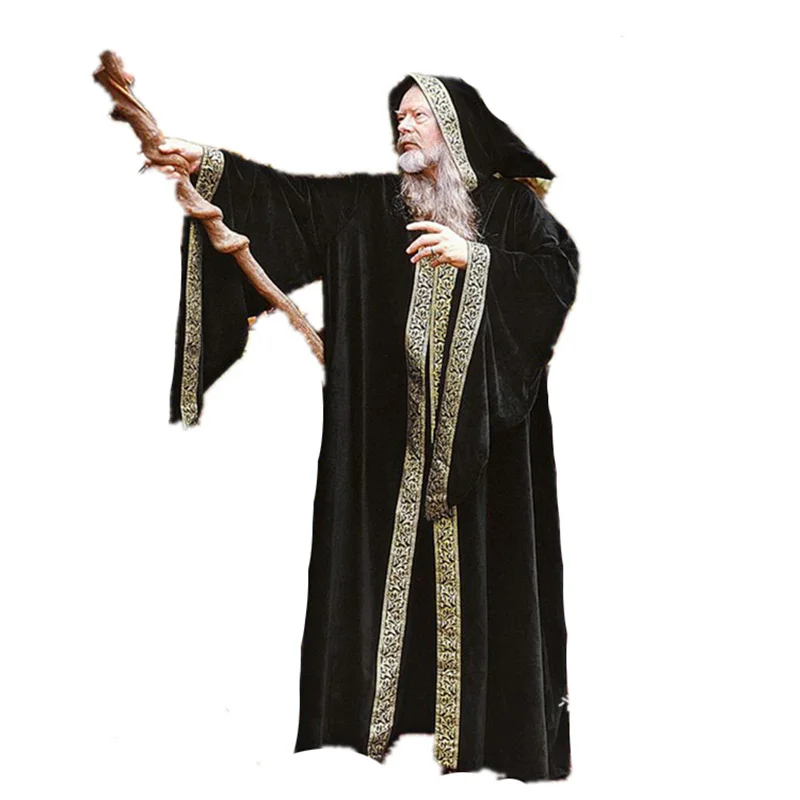 

Middle ages wizard cosplay costumes for adults halloween carnival medieval monk vintage stage performance long robes