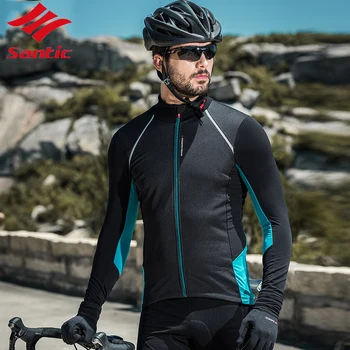 

Santic Cycling Jersey Men Women Fleece Windproof Long Sleeve Cycling Jacket MTB Mountain Road Bike Top Clothes Maillot Ciclismo