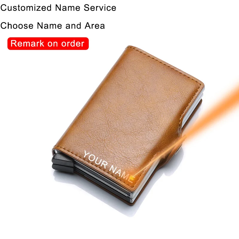 Brown(Name Service) Мужской кошелек из углеродного волокна с держателем для карт, многофункциональный двойной кошелек, черный кошелек, мужской кошелек на заказ, Walets - Цвет: Brown(Name Service)