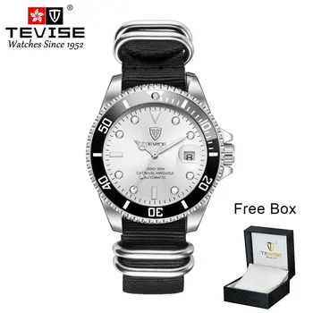 

Men's Mechanical Watch T801 Nylon Belt Silver Black Cloth Box Packaging Luminous Mechanical Watch Waterproof