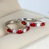 Simple Female Red Oval Crystal Stone Earring Classic Silver Color Hoop Earrings Vintage Rainbow Round Wedding Earrings For Women ► Photo 2/6