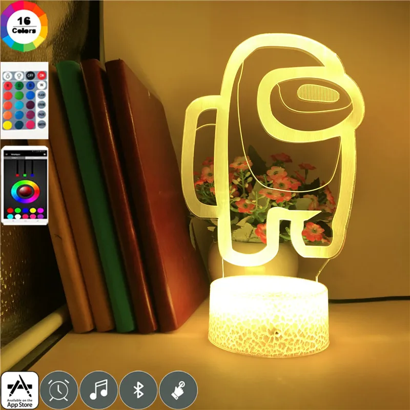 

3D Game Lamp Among Us 7/16 RGB Colors LED Night Light Novelty Lighting Table Home Atmosphere Bedside Lamps Festival Xmas Gifts