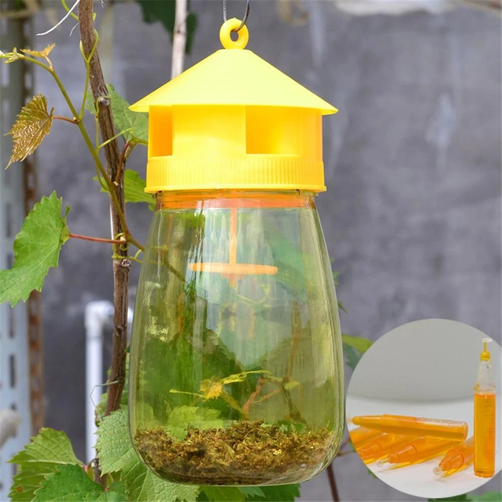 Fruit Fly Trap Killer Plastic Yellow Drosophila Trap Fly Catcher Pest Insect Control For Home Farm Orchard 20x9.5cm