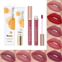 

2pcs/set Matte Lipstick Waterproof Lip Gloss Long Lasting Non-stick Cup Lipsticks Women Red Lip Tint Lipgloss with Eye Cream