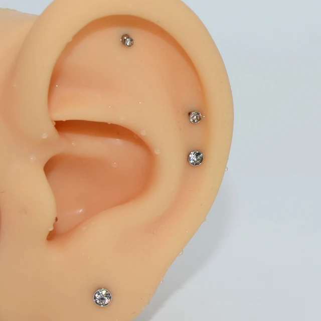 Piercing Orelha Tragus Labret Trinity Zircônias Aço Cirúrgico: Alvalek